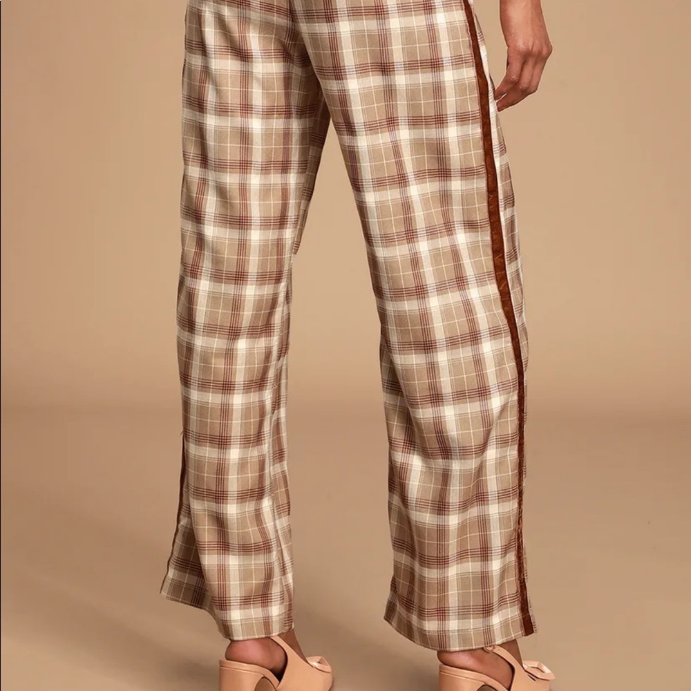Honey Punch Poise Tan Plaid Trouser - Picture 3 of 8